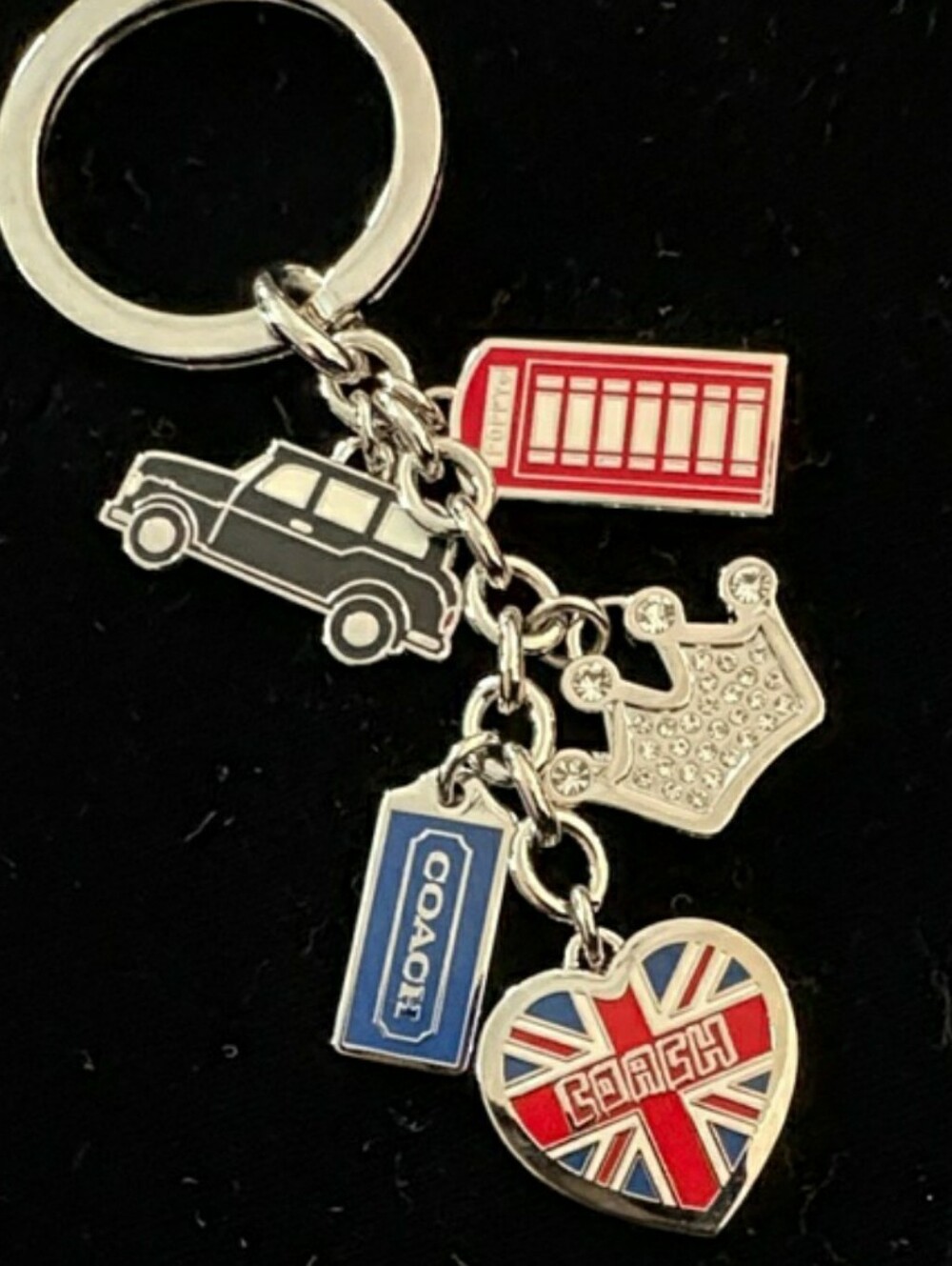 COACH Red, Blue and Silver London Charm Keychain - Picture 1 of 6